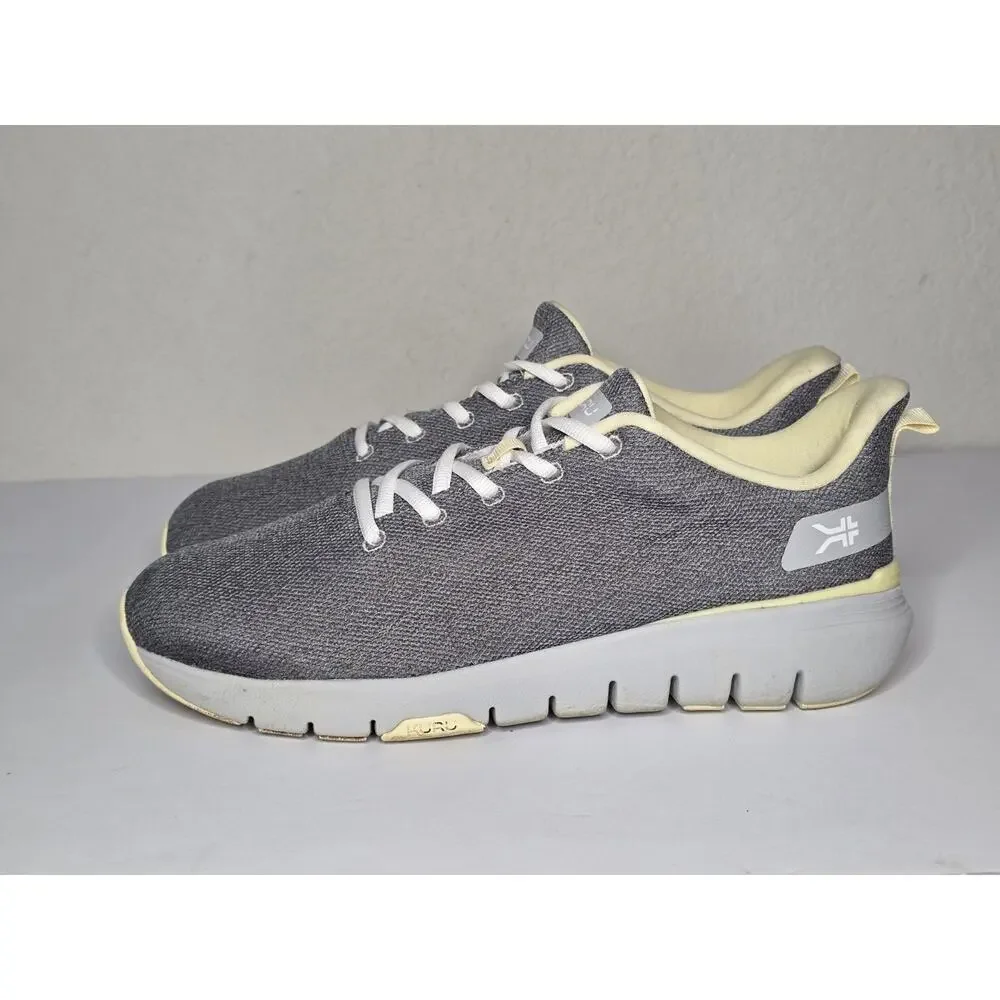 KURU Flex Via Women's 10.5 Wide Sneaker Dove Gray-Pale Lime Lace Up Shoe Running